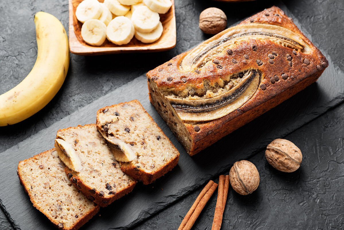 A healthy recipe for making a banana and walnut bread, this is a simple and easy vegan nut loaf.