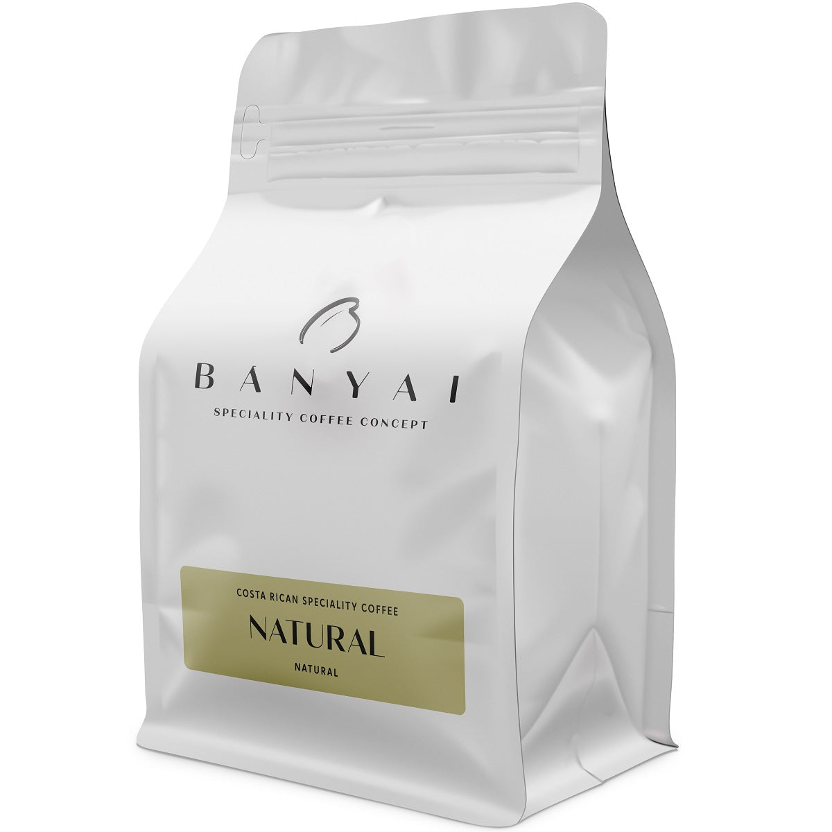 A pack of sustainable coffee from roasted Arabica beans grown in the mountains of Costa Rica.