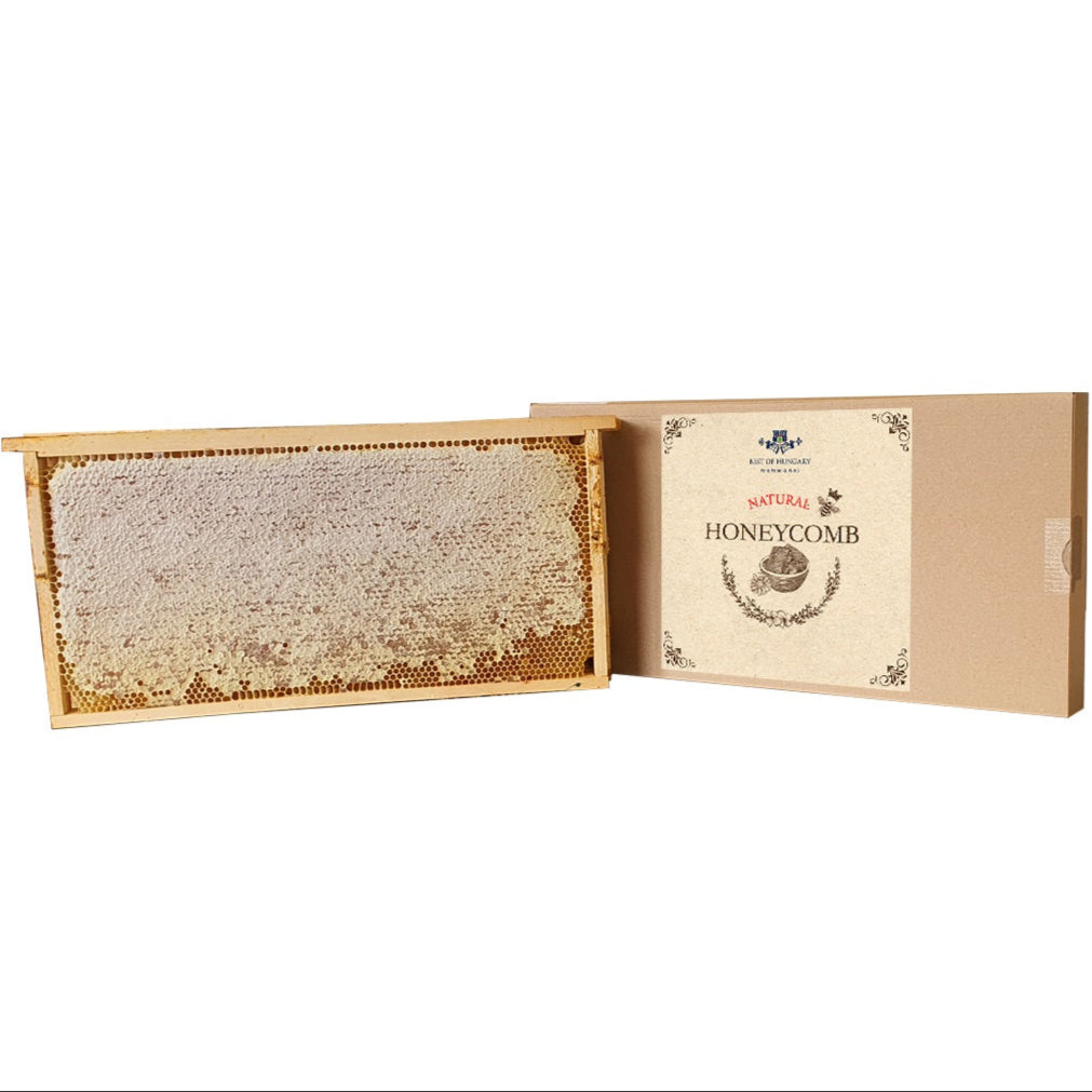 A full frame of fresh acacia honeycomb straight from the hive.