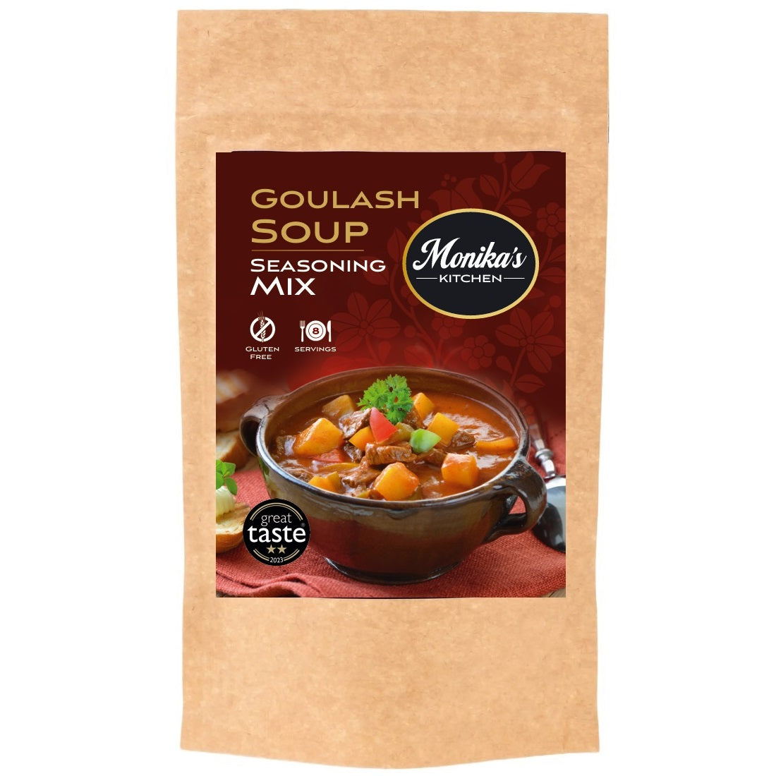 A spice packet of goulash seasoning mix.