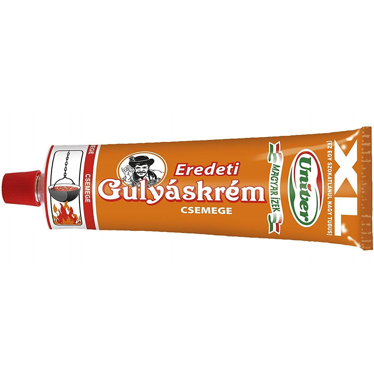 A tube of gulyáskrém, a Hungarian mild goulash paste used for making traditional recipes.