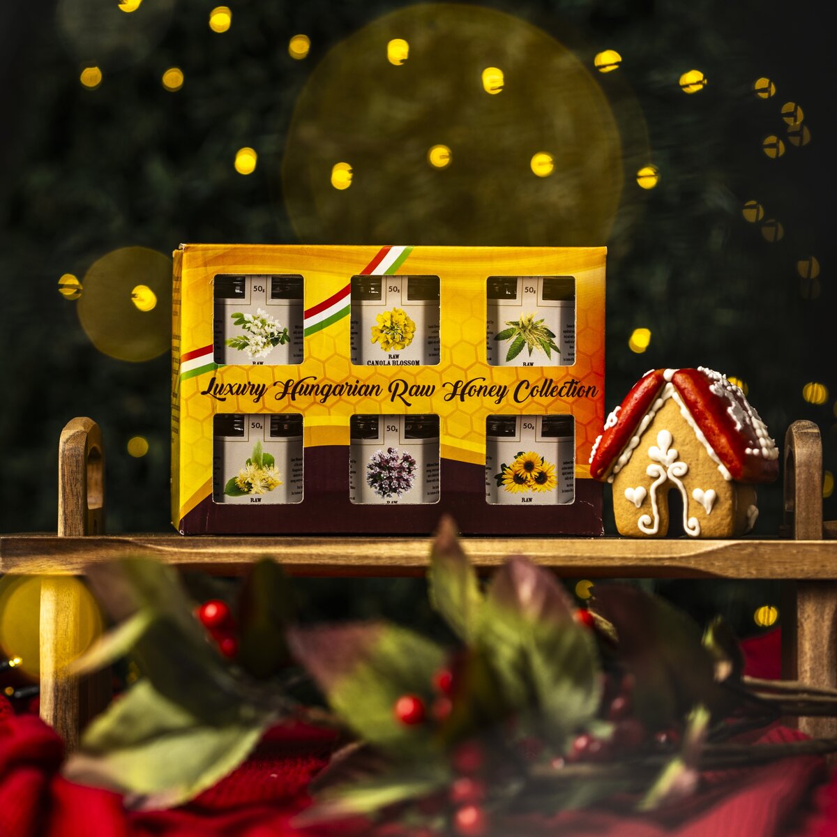 A honey selection box of raw honey, this gift set is the best gourmet present.