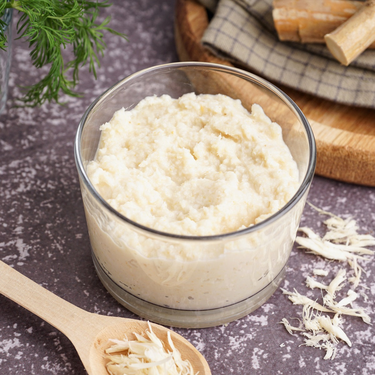 A jar of horseradish sauce, one of the best vegan condiments from fresh horseradish.