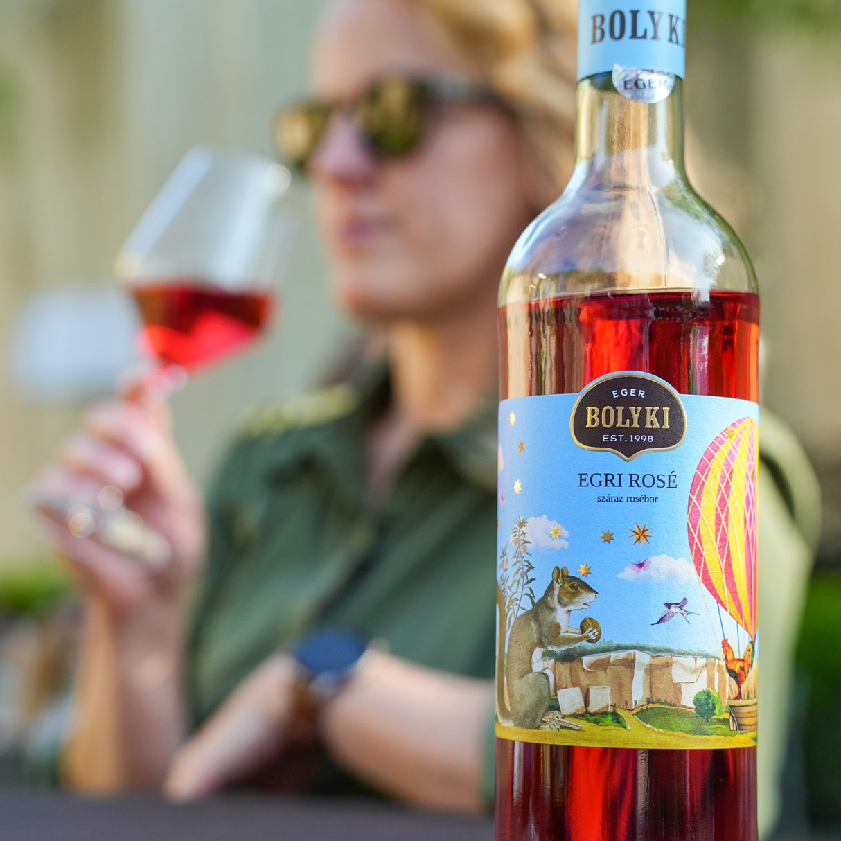 A bottle of the best Hungarian dry rosé wine from Eger.