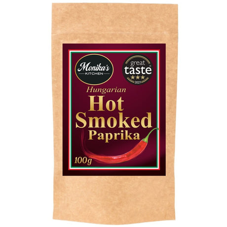 A packet of Hungarian hot smoked paprika powder.