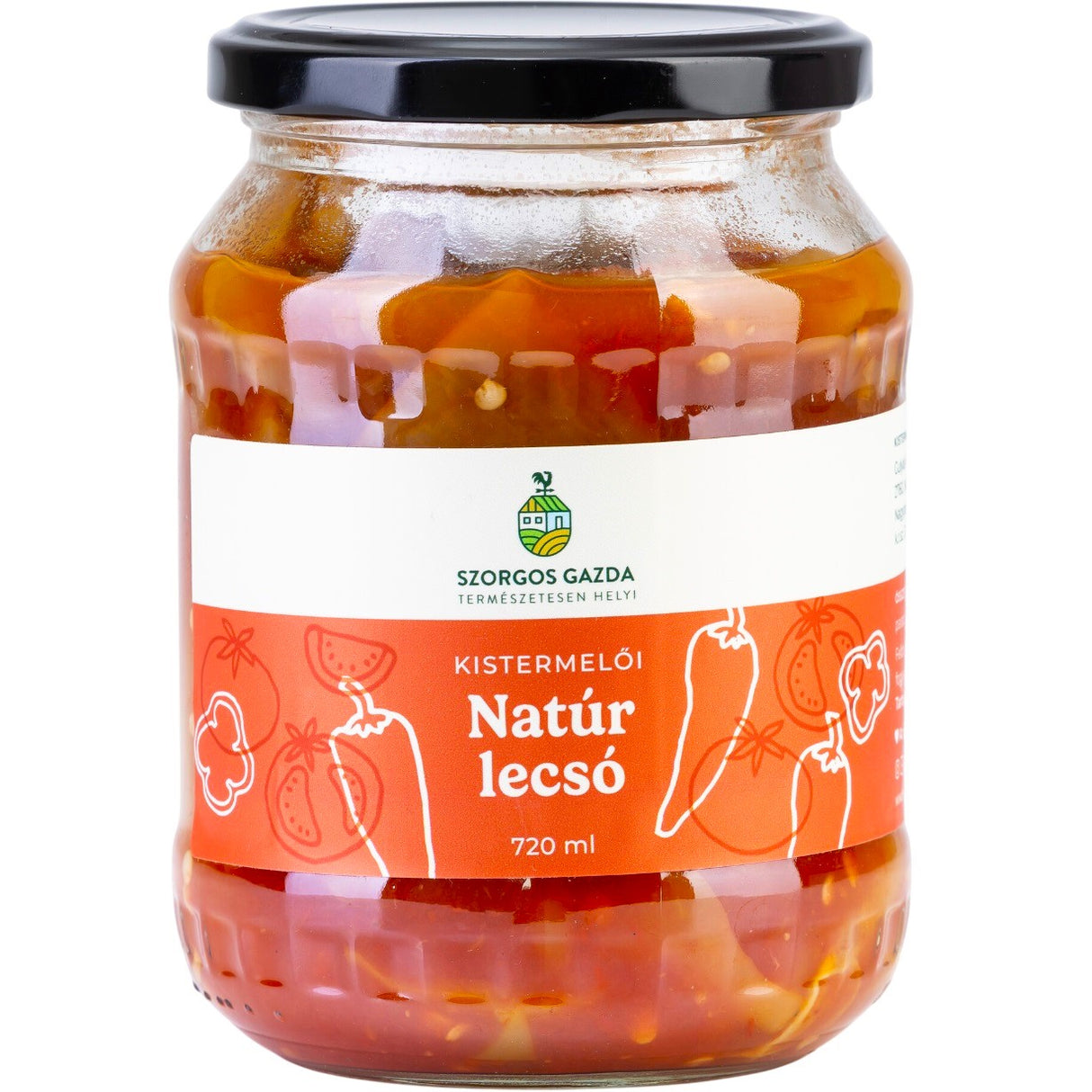 A jar of lecsó, a Hungarian ratatouille red pepper stew.