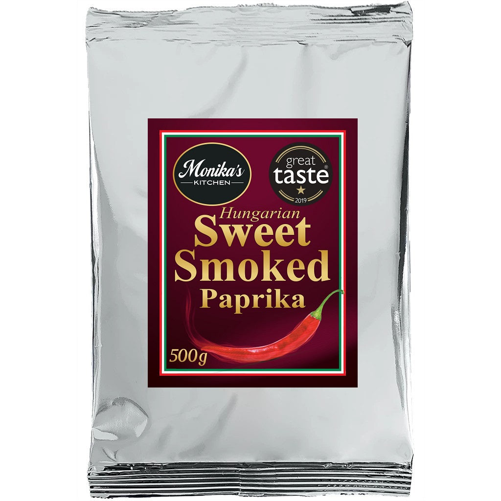 A large pack of Hungarian sweet smoked paprika.