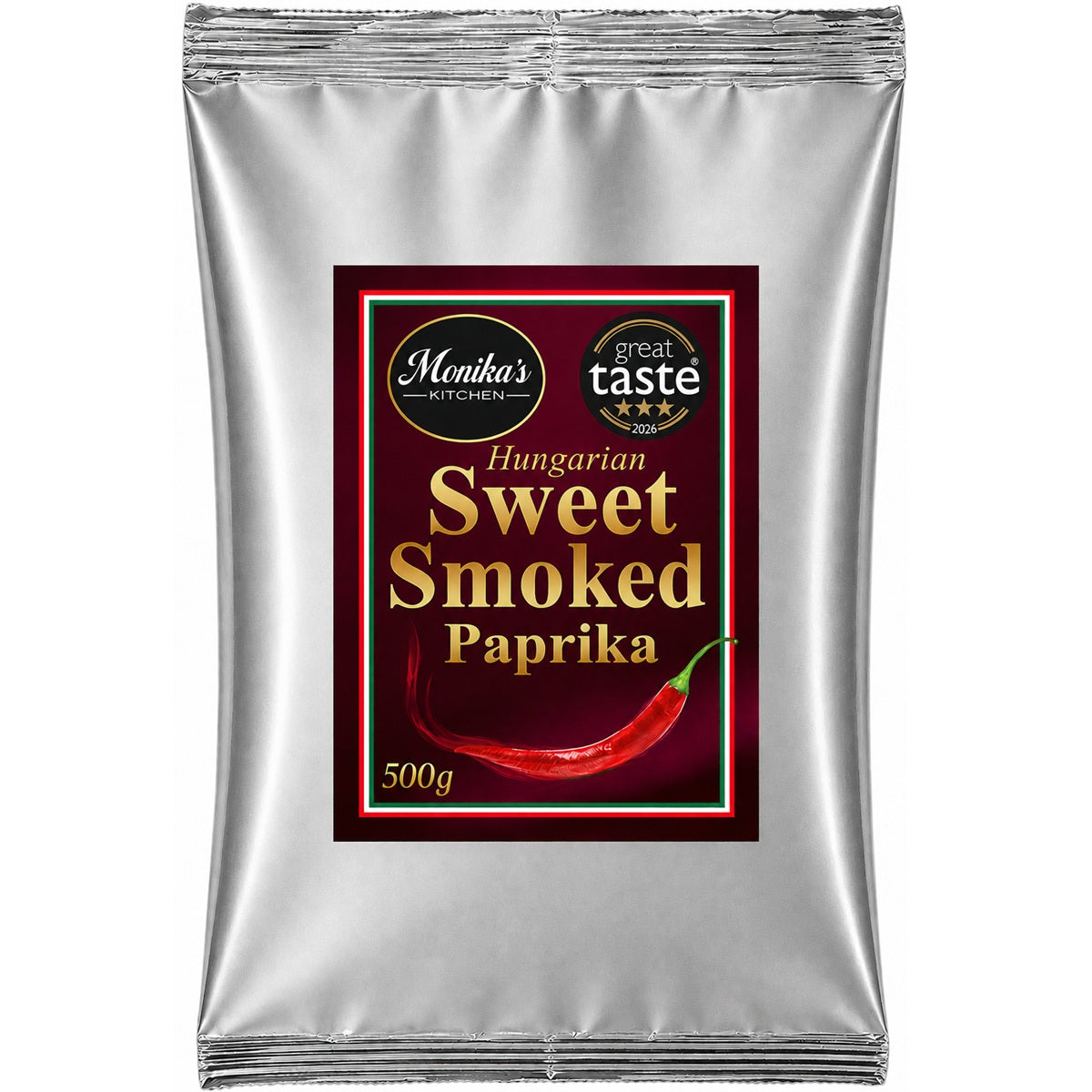 Hungarian Sweet Smoked Paprika 500g is a generous bulk pouch ideal for cooking, batch dishes and catering kitchens.