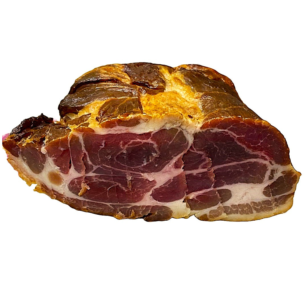 A piece of húsvéti sonka, this is a traditional Hungariansmoked Easter ham.