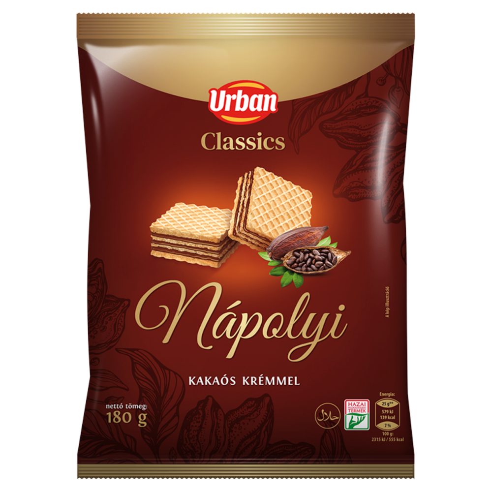A packet of Hungarian kakaós nápolyi szelet.