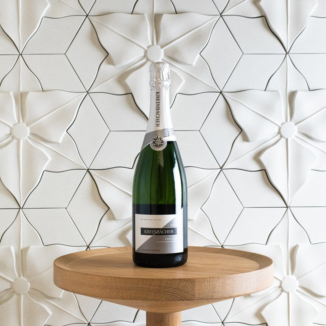 A bottle of Kreinbacher Hungarian sparkling wine.