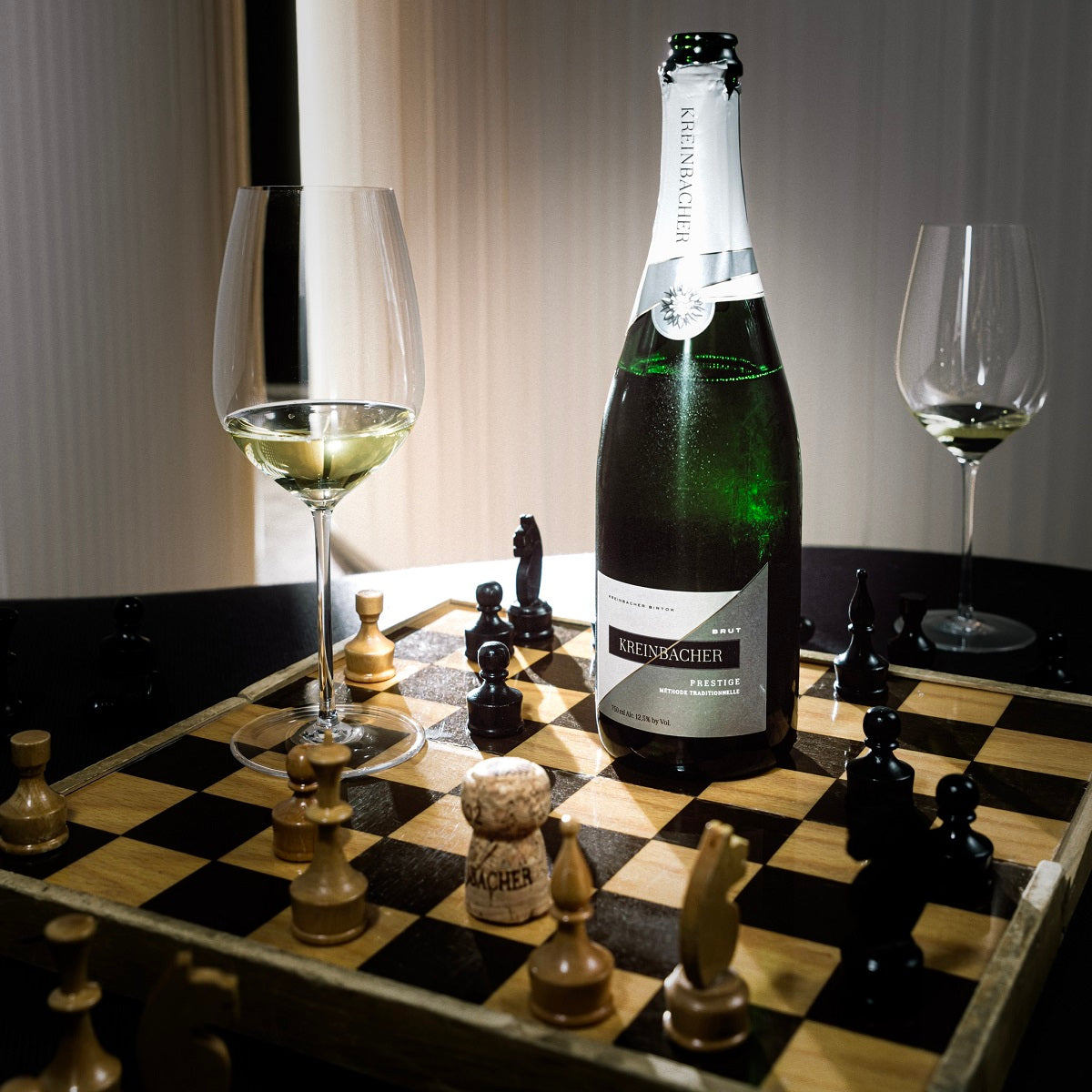 A bottle of Kreinbacher Prestige Brut, the best Hungarian Champagne.