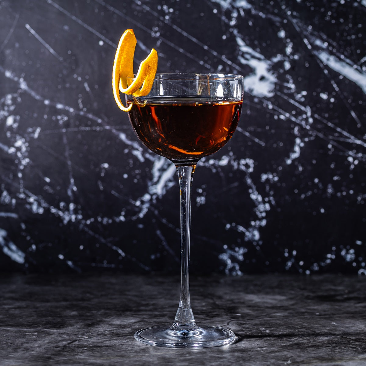 A Manhattan aperitif cocktail made with a recipe using a digestif spirit.