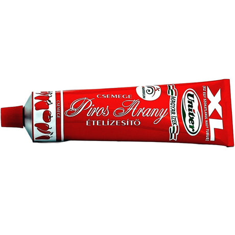 A tube of csemege Piros Arany, this is a Hungarian mild pepper paste from sweet paprika.