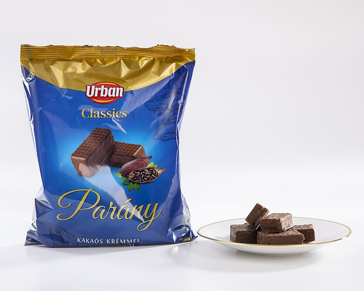 A packet of milk chocolate wafers.