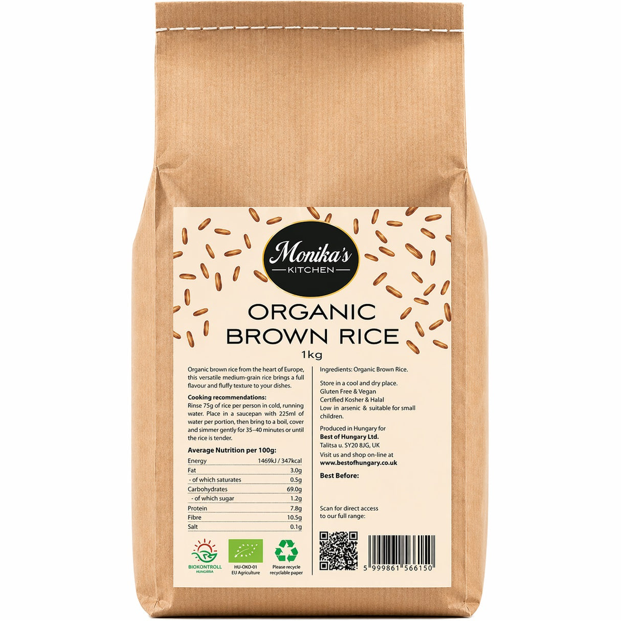 Organic brown rice from the best quality gluten-free wholegrain rice, it is easy to cook and is rich in fibre and protein.