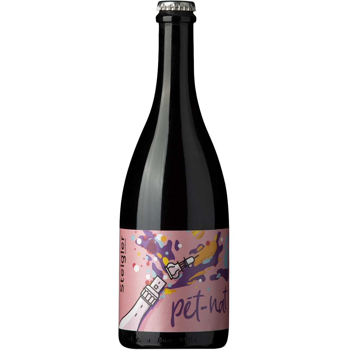 A bottle of organic Pétillant Naturel (Pet Nat) rosé sparkling wine made using the ancestral method.