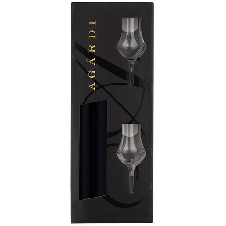 A pair of pálinka glasses in a gift box.