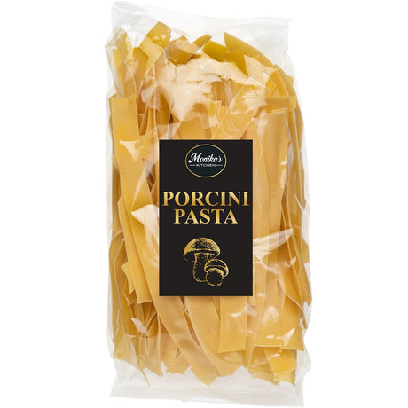 A packet of porcini pasta made with free range eggs.