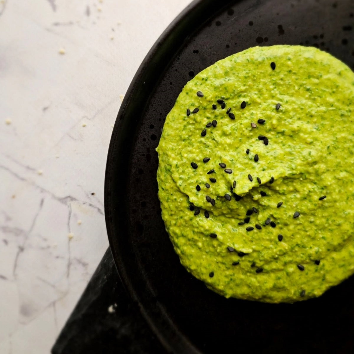 A healthy hummus dip recipe made with pumpkin seed butter.