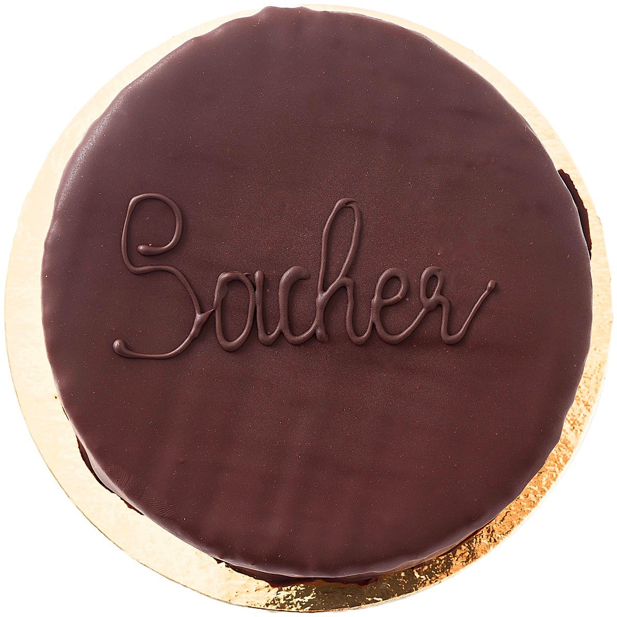 A piece of Sachertorte, made using an original Austrian Sacher cake recipe.