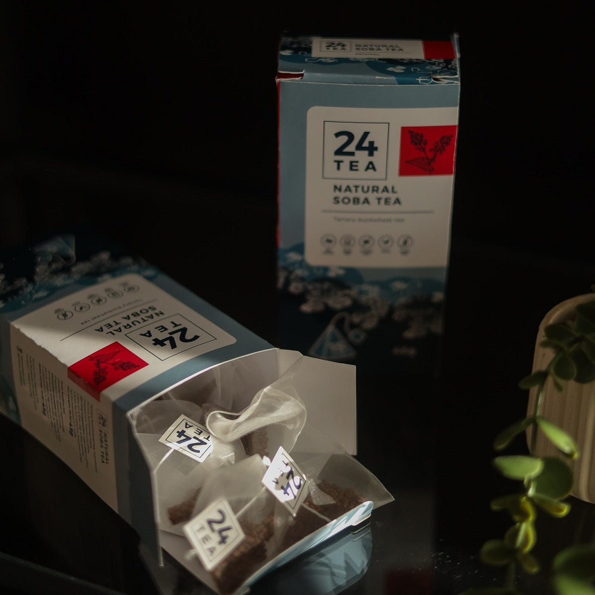 A couple of boxes of soba cha tea bags.