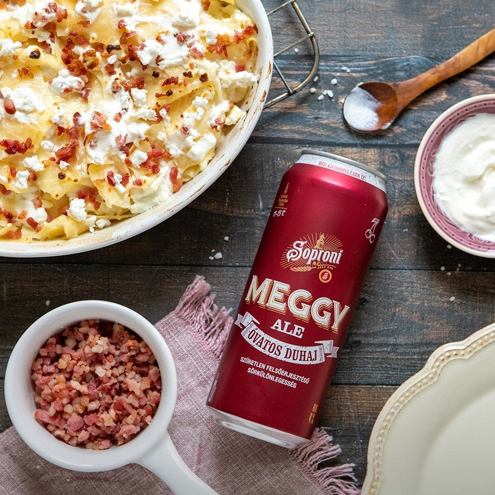 A can of Hungarian fruit beer made with sour cherries.