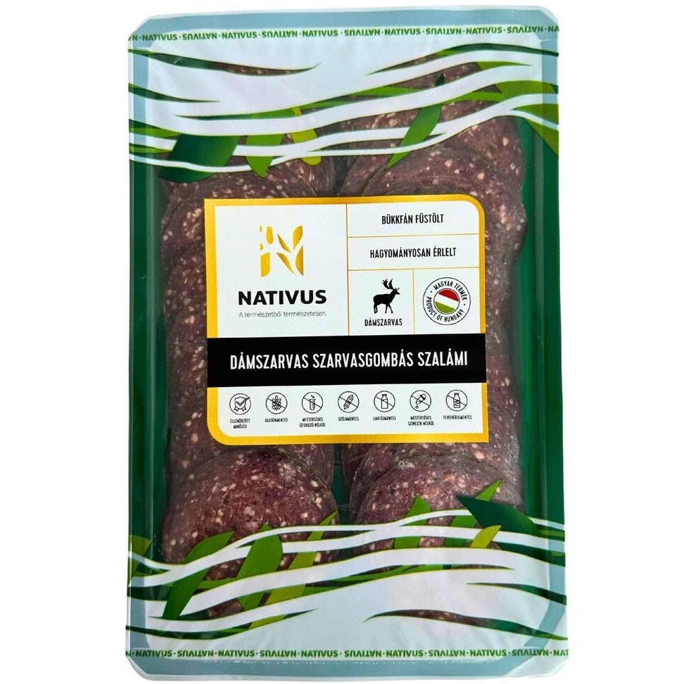 A packet of venison salami with black truffle.