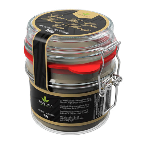 A can of whole goose foie gras, this is a gourmet delicacy of entire liver pieces preserved in goose fat.