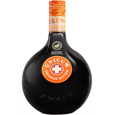 Unicum Orange Bitter is a Hungarian liqueur made with fresh fruit and aged in oak casks.