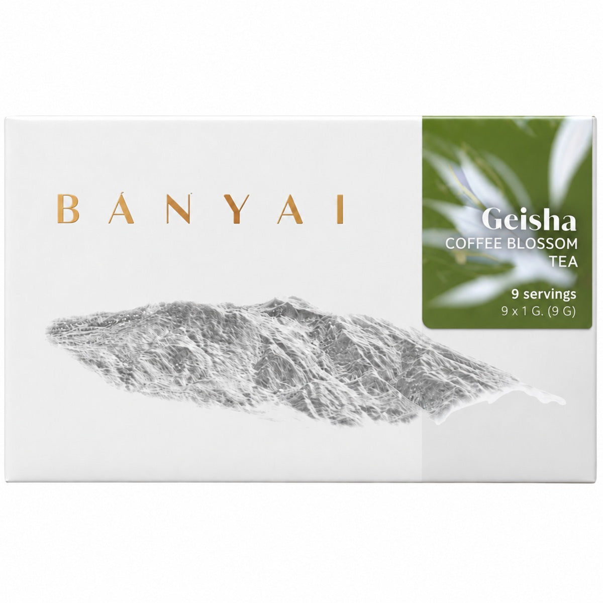 Bányai Geisha coffee blossom tea is a delicate floral infusion from Costa Rica, presented in a gift box.