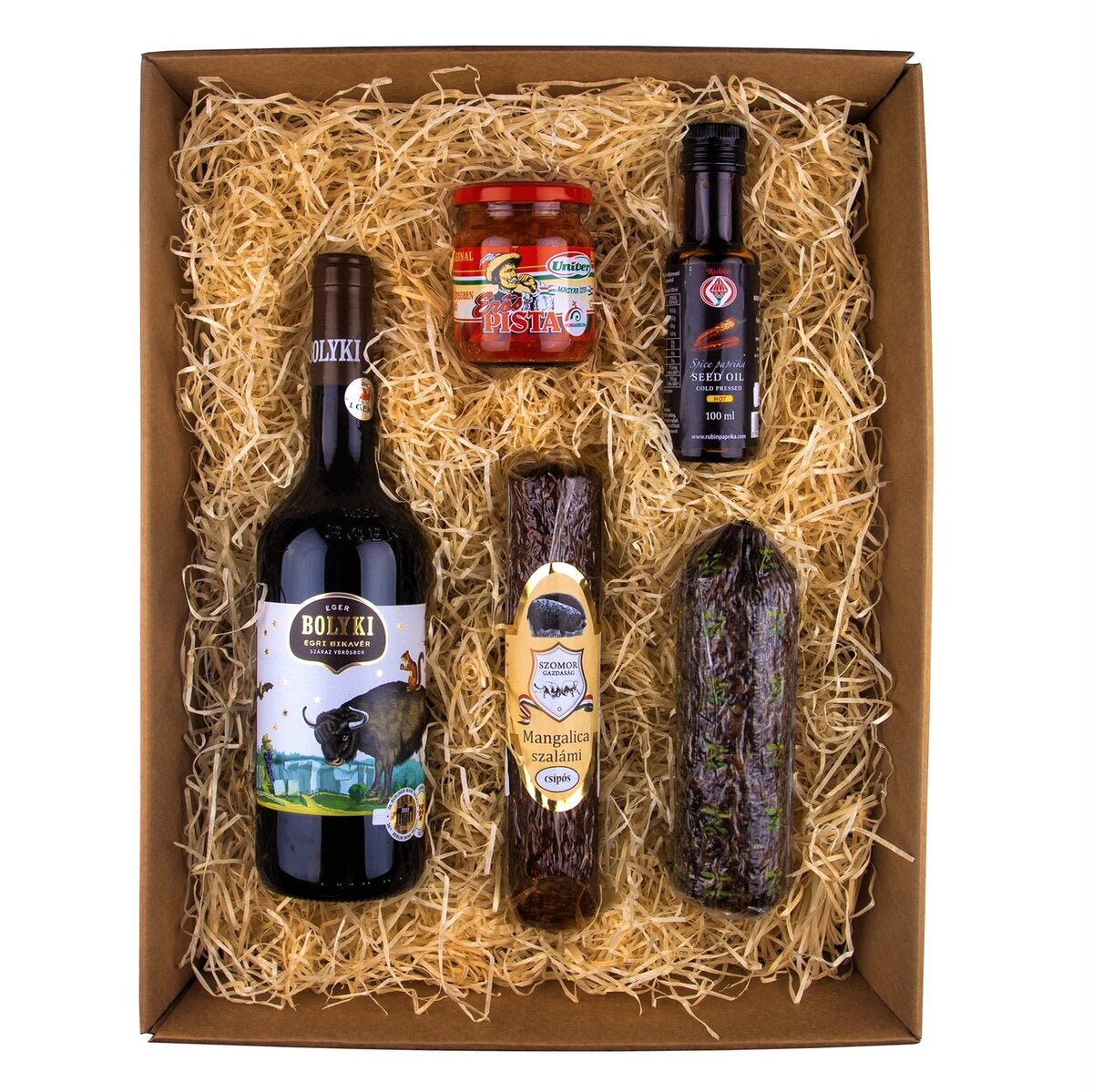 A charcuterie hamper box of premium cured meat with wine, this gift basket is the best present for men.