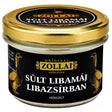 A jar of goose liver pate with whole liver pieces.