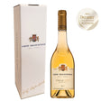 A bottle of Tokaji Aszu 6 Puttonyos Hungarian dessert wine from Grof Degenfeld Winery with a gift box.