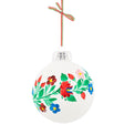 A glass Christmas tree bauble, this traditional Hungarian decoration is hand-painted with folk art motives.