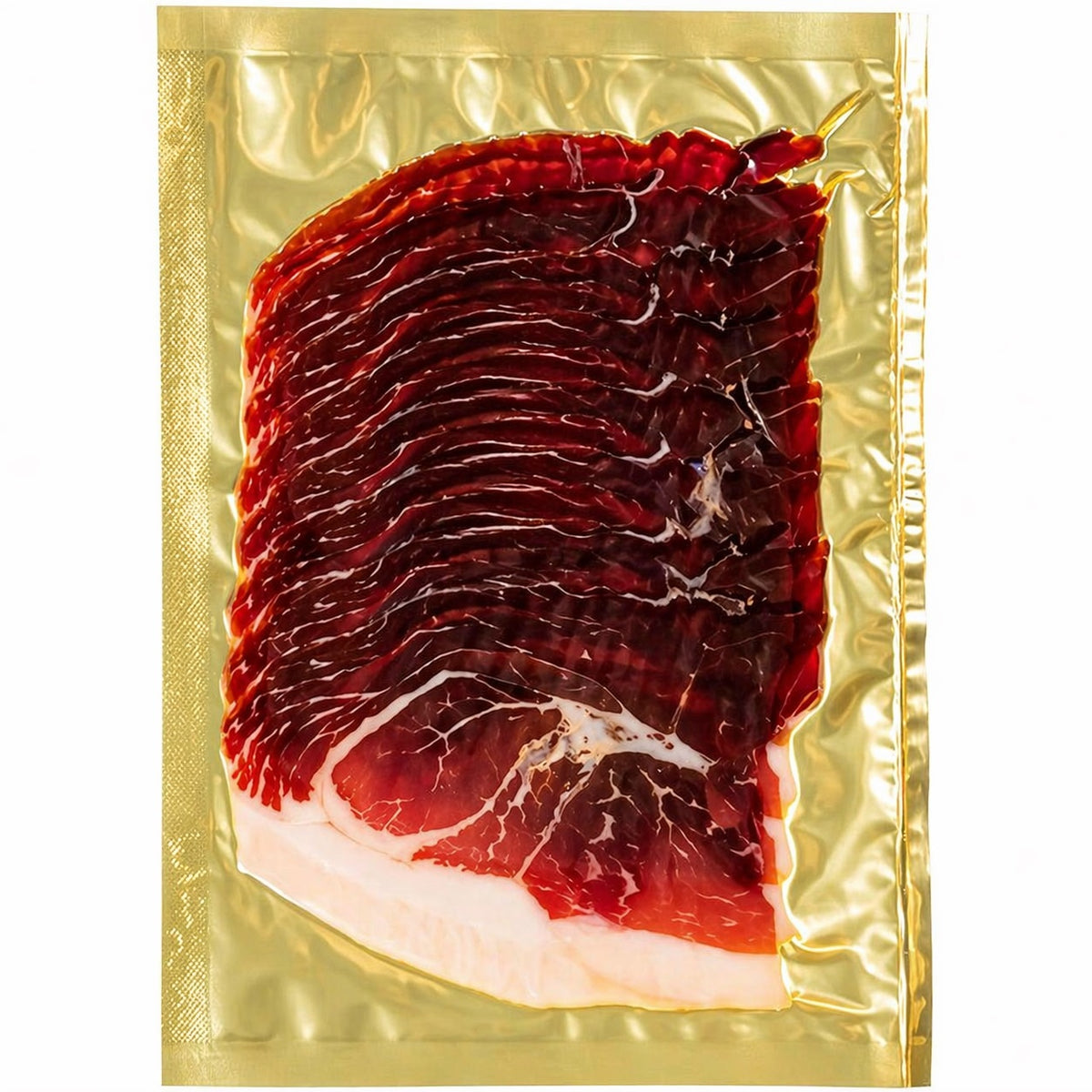 Mangalitsa sliced ham, air-dried and smoked for 18 months by Szomor Farm, with rich marbling and deep savoury flavour.
