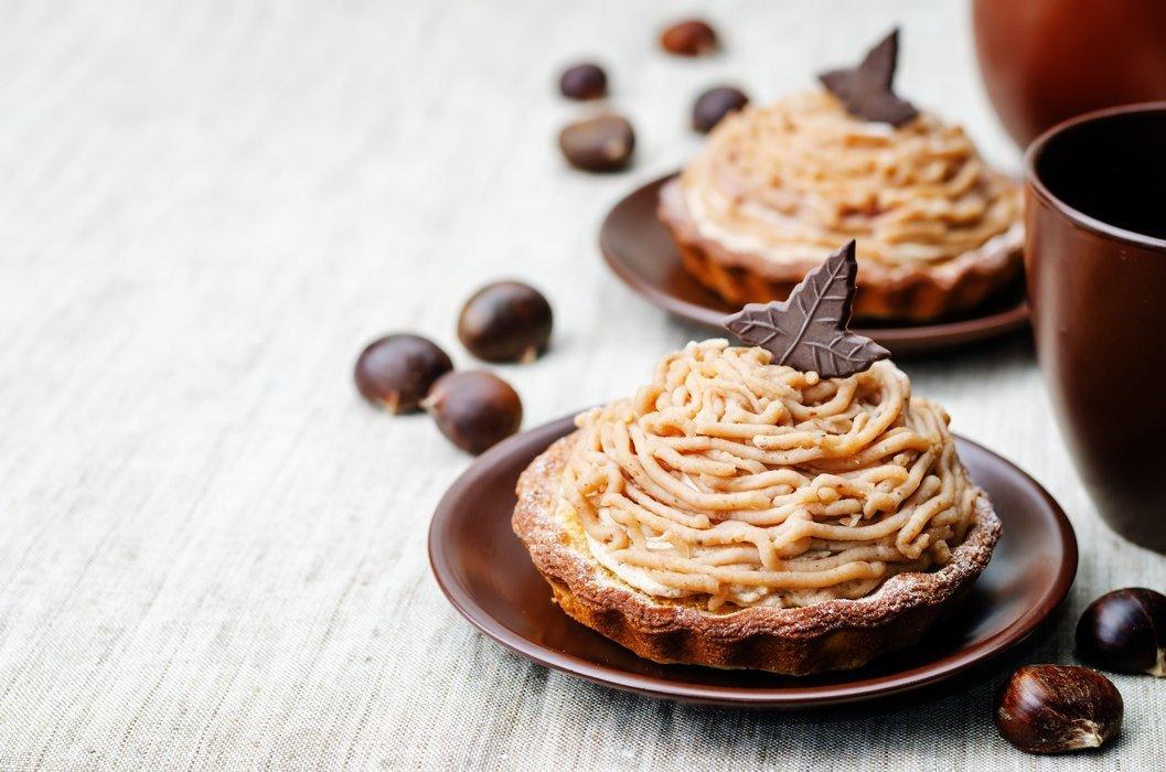 A Mont Blanc cake recipe made with creme de marrons, a sweetened chestnut puree.