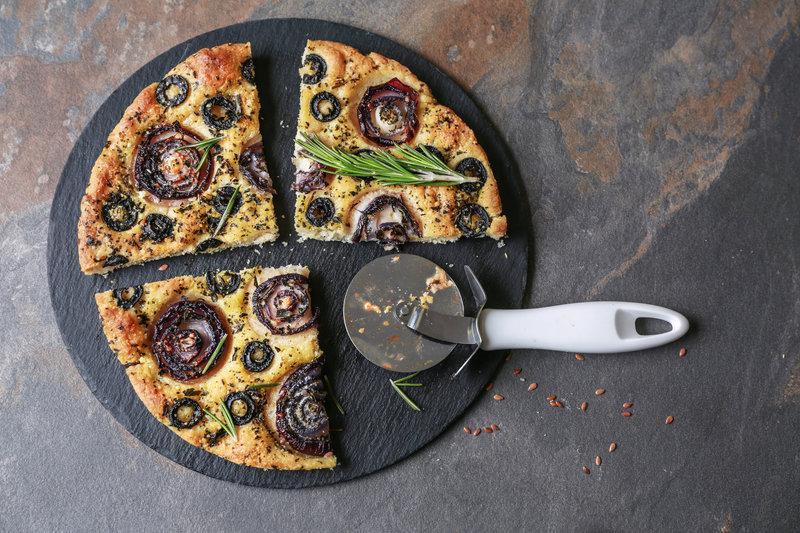 A healthy gluten-free focaccia recipe baked with pumpkin seed flour.