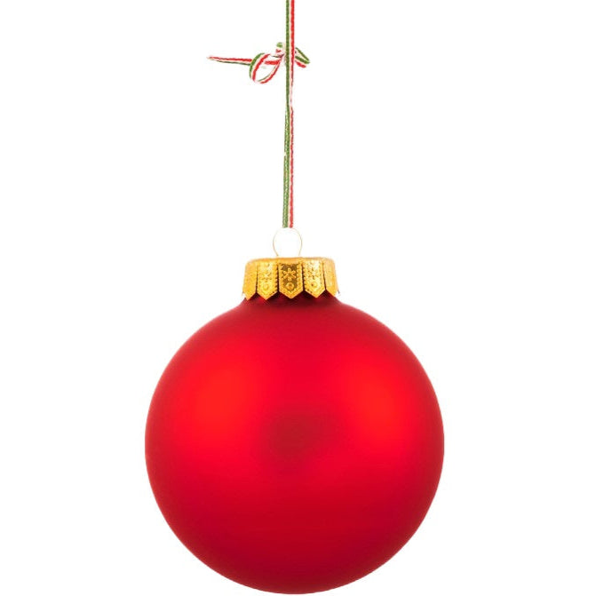 A matt red large glass Christmas tree bauble.
