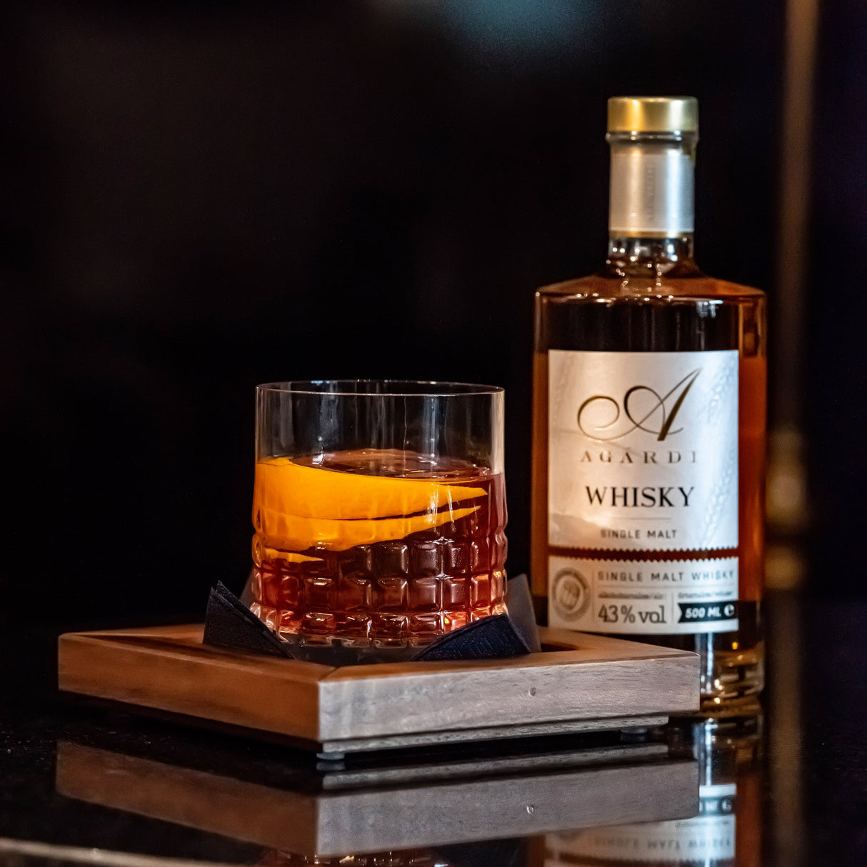 A glass of the best single malt Hungarian whisky.