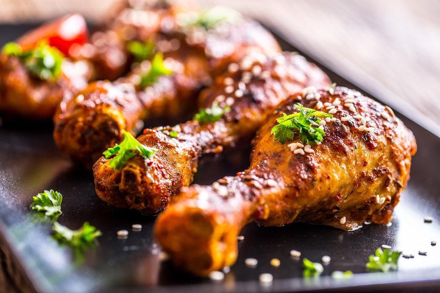 Healthy grilled chicken recipe cooked with unrefined sunflower seed oil.