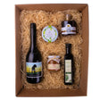 A gourmet food and wine hamper box of the best dry Tokaji Furmint and four unique fine food treats.