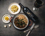 A glass of Szekszardi Bikaver is the best red wine pairing for beef stew and boiled potatoes.
