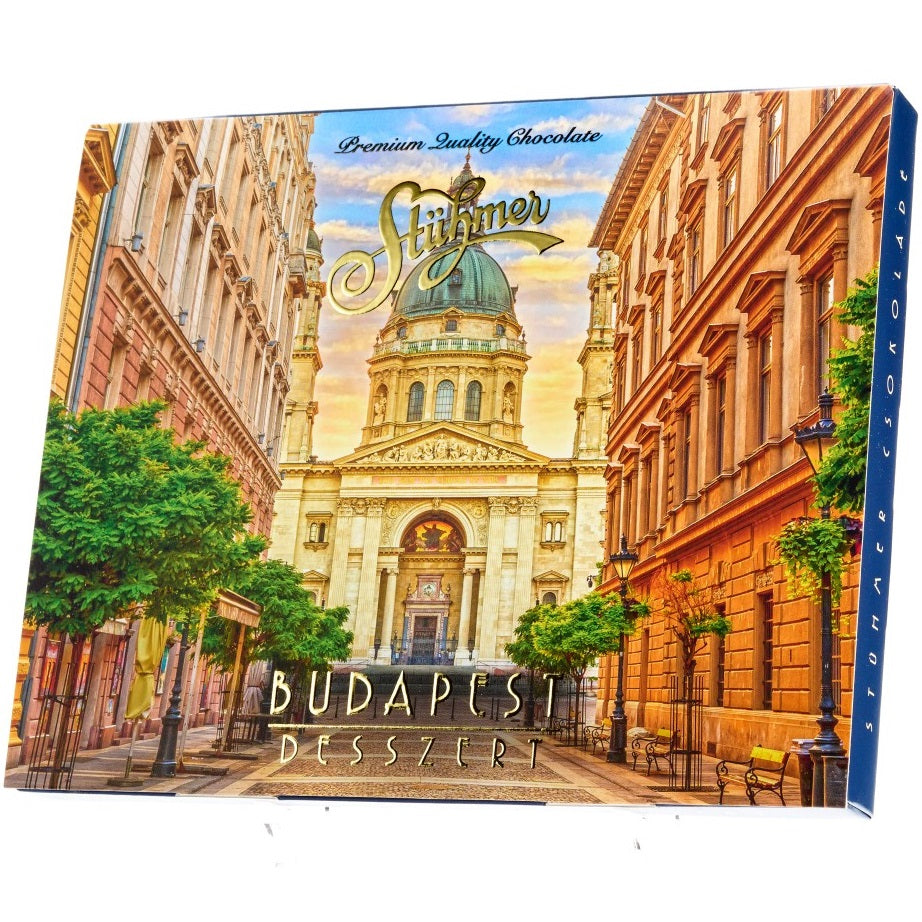 Stühmer Budapest chocolate bonbon with an image of St Stephens' Dome.
