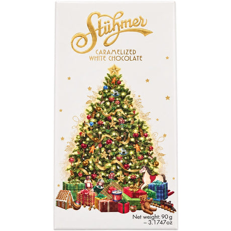 A caramelised white chocolate bar with toasted caramel notes and a creamy melt, made for festive gifting and baking.
