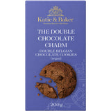 A box of dairy-free and vegan double chocolate chip cookies.