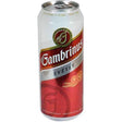 A can of Gambrinus, a full-bodied Pilsner-style lager. 