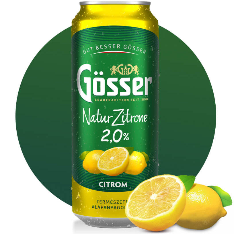 A can of Gosser Radler lemon beer.