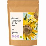 Pack of ground sunflower seeds, made by milling raw sunflower seeds into a fine meal.