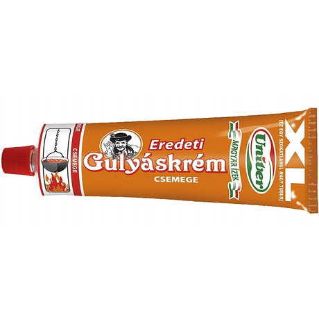 A tube of gulyáskrém, a Hungarian mild goulash paste used for making traditional recipes.
